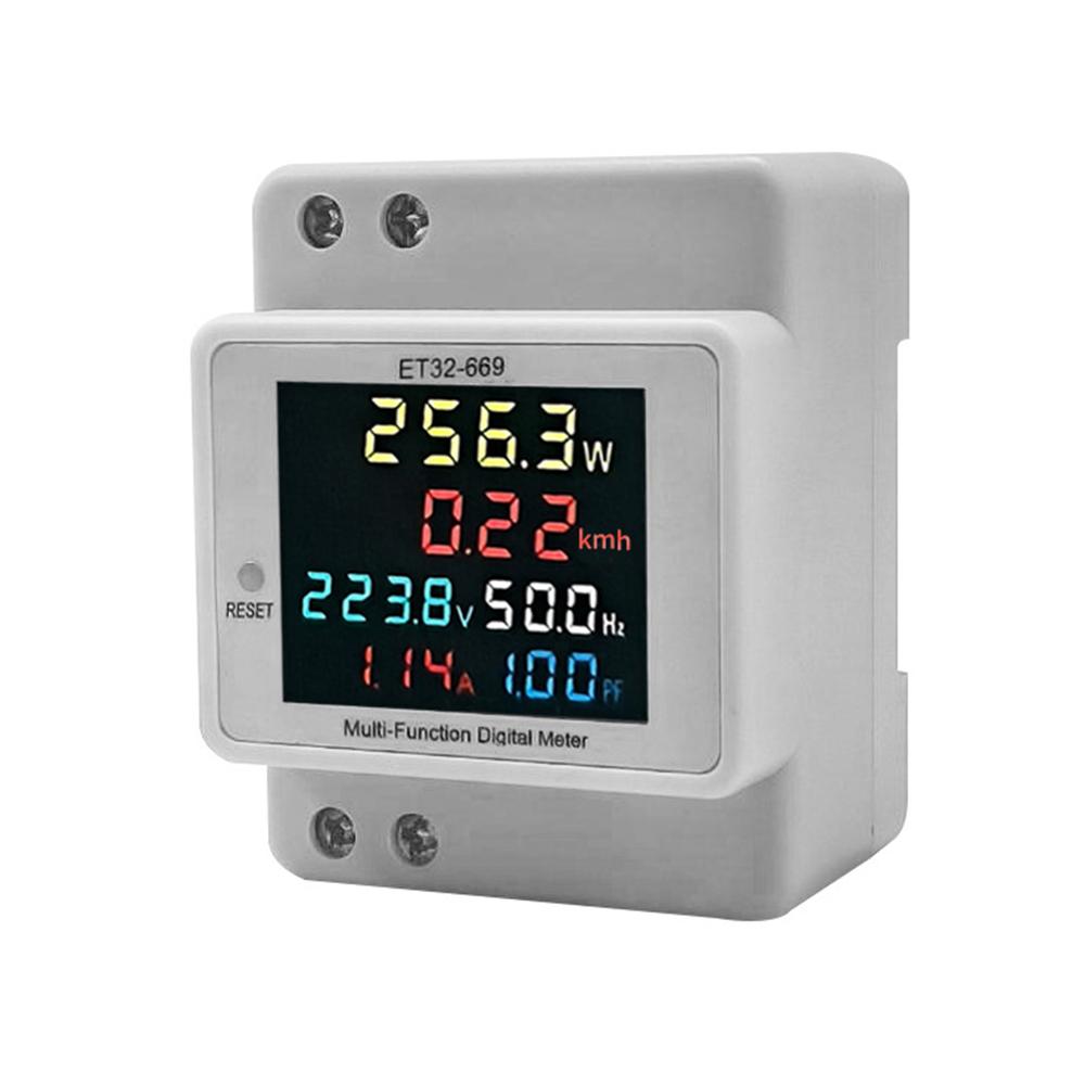ET32-669 High Precision Professional Electrical Meter with Full-view LCD Screen Measures Voltage Current Power Frequency and Power Factor