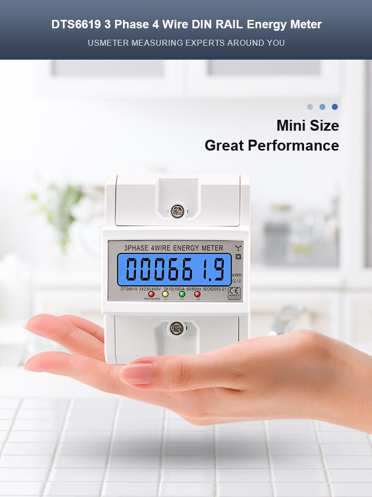DTS6619 New Model 100A LCD Digital Display with Backlight Power Meter in Energy Meters Smart Electric Meter 3 Phase Kwh Meter