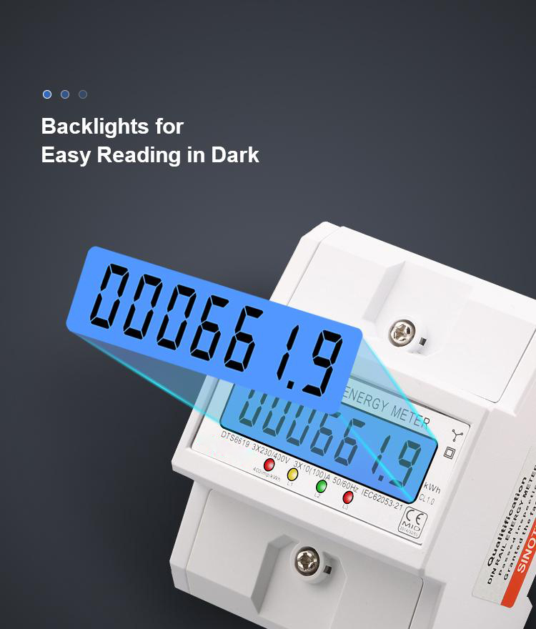 DTS6619 New Model 100A LCD Digital Display with Backlight Power Meter in Energy Meters Smart Electric Meter 3 Phase Kwh Meter