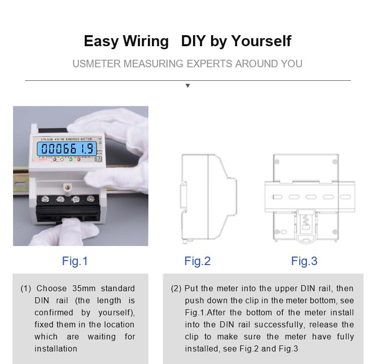 DTS6619 New Model 100A LCD Digital Display with Backlight Power Meter in Energy Meters Smart Electric Meter 3 Phase Kwh Meter