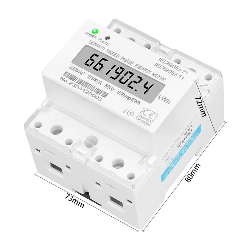 Din Rail Single Phase Electronic Energy Meter AC 220V 100A kWh Counter Consumption Analog Electricity Gague Wattmeter 50HZ