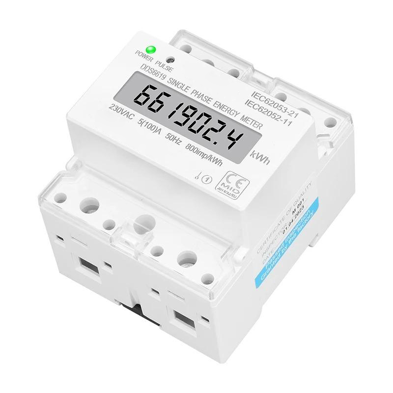 Din Rail Single Phase Electronic Energy Meter AC 220V 100A kWh Counter Consumption Analog Electricity Gague Wattmeter 50HZ