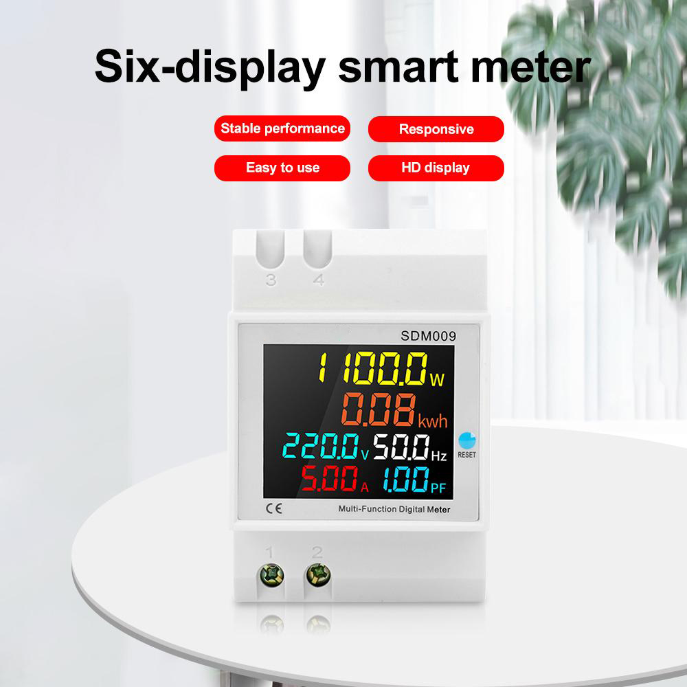 SDM009 AC40-300V Rail Single-phase Digital Voltage Current Frequency Power Factor Electric Multi-function Measuring Instrument