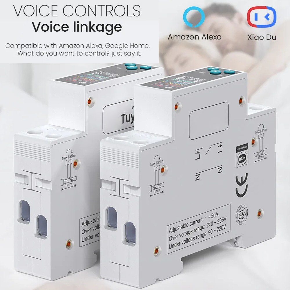 35mm DIN RAIL Switch Intelligent Meter Circuit Breaker LED Energy Meter KWh Power Timer Relay APP Control