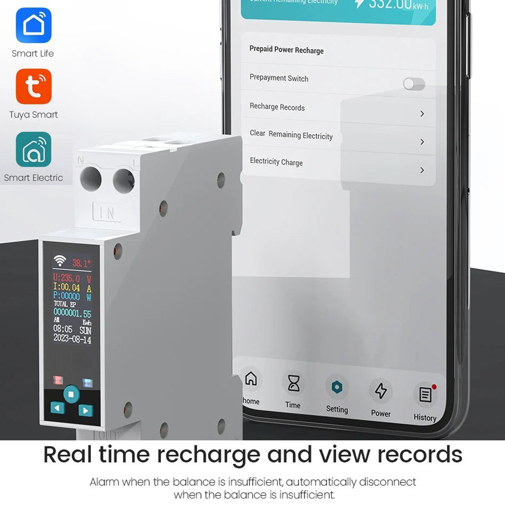 35mm DIN RAIL Switch Intelligent Meter Circuit Breaker LED Energy Meter KWh Power Timer Relay APP Control