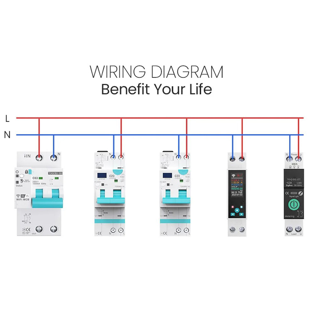 35mm DIN RAIL Switch Intelligent Meter Circuit Breaker LED Energy Meter KWh Power Timer Relay APP Control