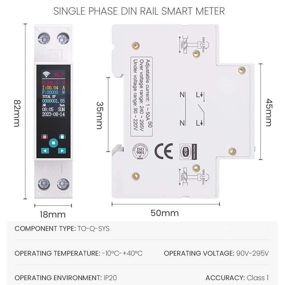 35mm DIN RAIL Switch Intelligent Meter Circuit Breaker LED Energy Meter KWh Power Timer Relay APP Control