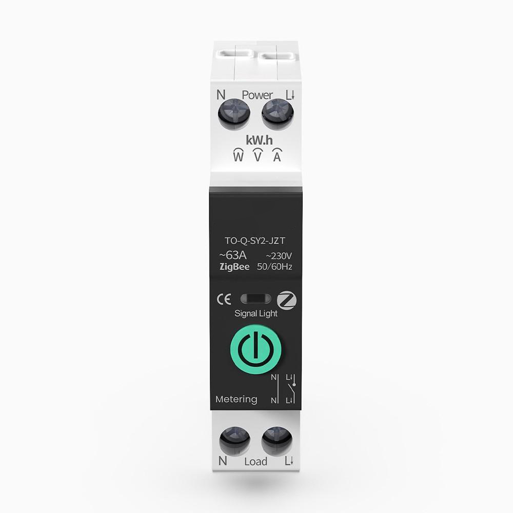 Tuya Intelligent Circuit Breaker with Metering 1P 63A DIN Rail Support 3 Timing Modes Multiple Safety Protecting APP Remote Control Compatible