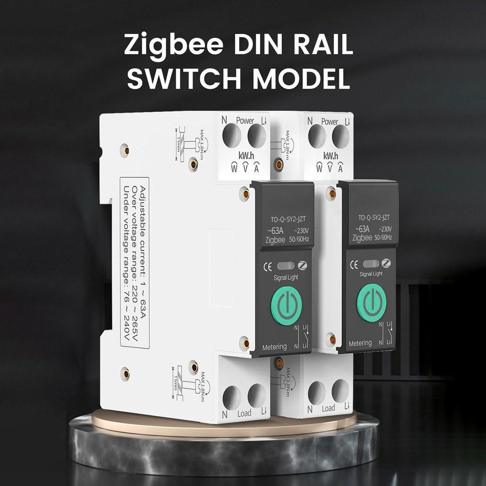 Tuya Intelligent Circuit Breaker with Metering 1P 63A DIN Rail Support 3 Timing Modes Multiple Safety Protecting APP Remote Control Compatible
