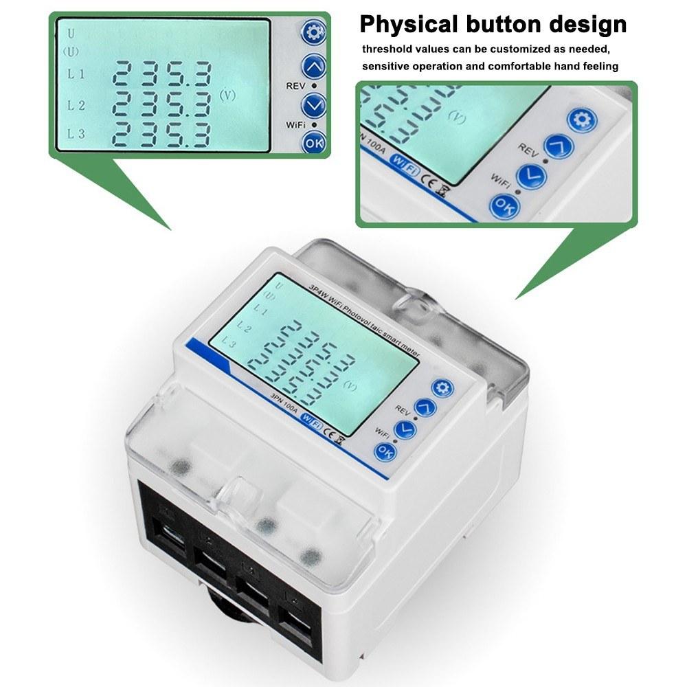 Tuya WiFi 3P4W Photovoltaic Meter Three Phase Reclosure Switch Intelligent Reclosing Protector