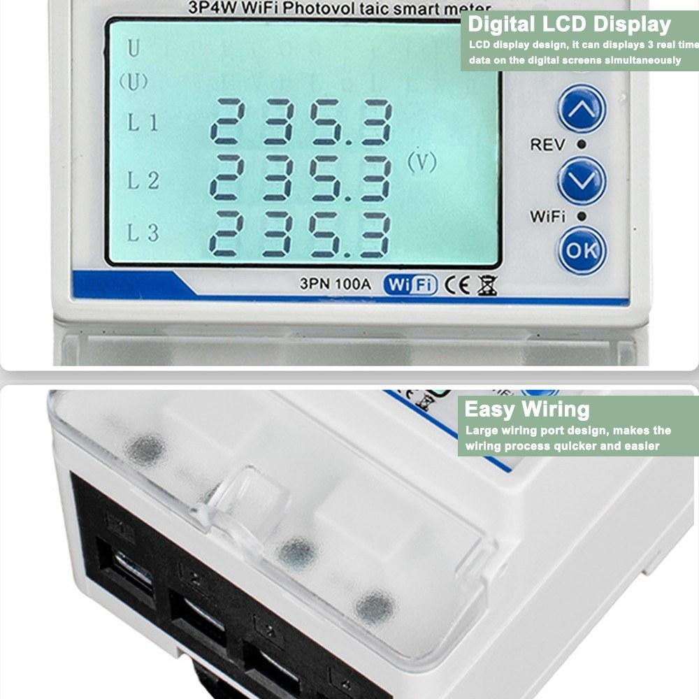 Tuya WiFi 3P4W Photovoltaic Meter Three Phase Reclosure Switch Intelligent Reclosing Protector