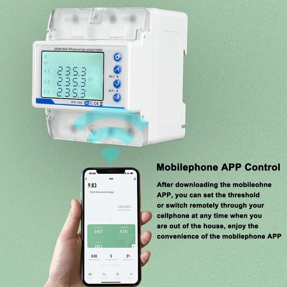 Tuya WiFi 3P4W Photovoltaic Meter Three Phase Reclosure Switch Intelligent Reclosing Protector