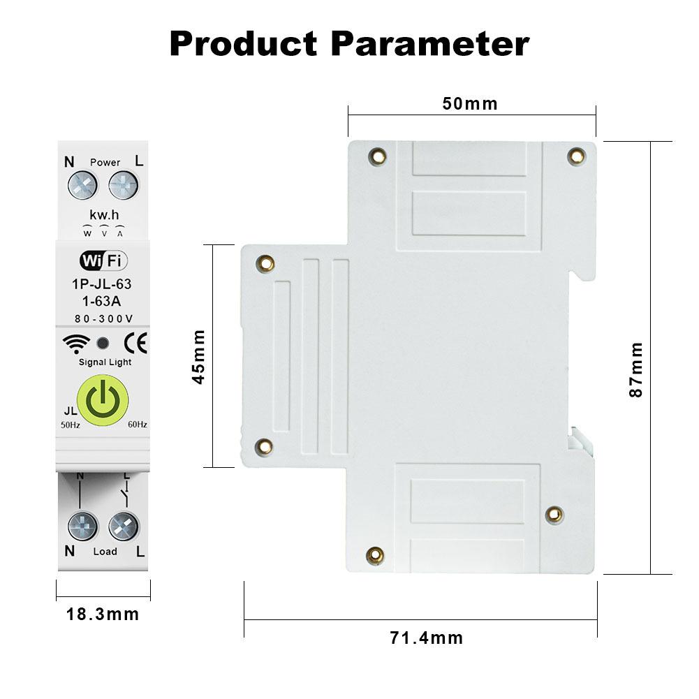 WiFi Intelligent Circuit Breaker ON OFF Timing Energy Meter Automatic Reclosing Protector with Metering and Prepaid Function Compatible