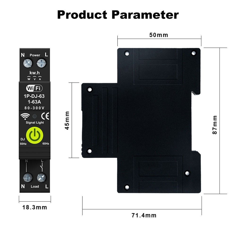 WiFi Intelligent Circuit Breaker ON OFF Timing Photovoltaic Bidirectional Metering Energy Meter Automatic Reclosing Protector