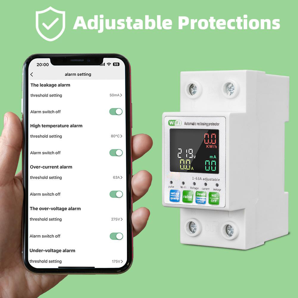 Intelligent Circuit Breaker with LCD Display App Control, Four Timing Modes Comprehensive Protection System Durable Flame-Retardant Construction
