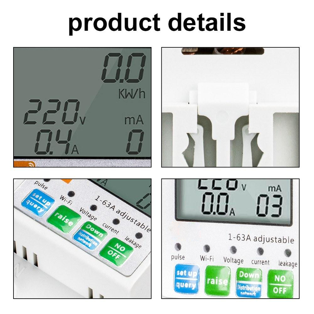 WiFi Intelligent Automatic Reclosing Protector Multifunctional Current Voltage Monitoring Meter LCD Display Switch Power Meter Protections
