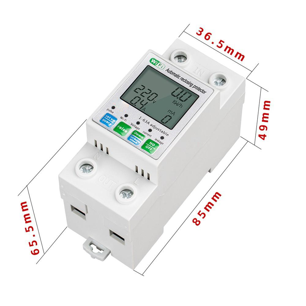 WiFi Intelligent Automatic Reclosing Protector Multifunctional Current Voltage Monitoring Meter LCD Display Switch Power Meter Protections