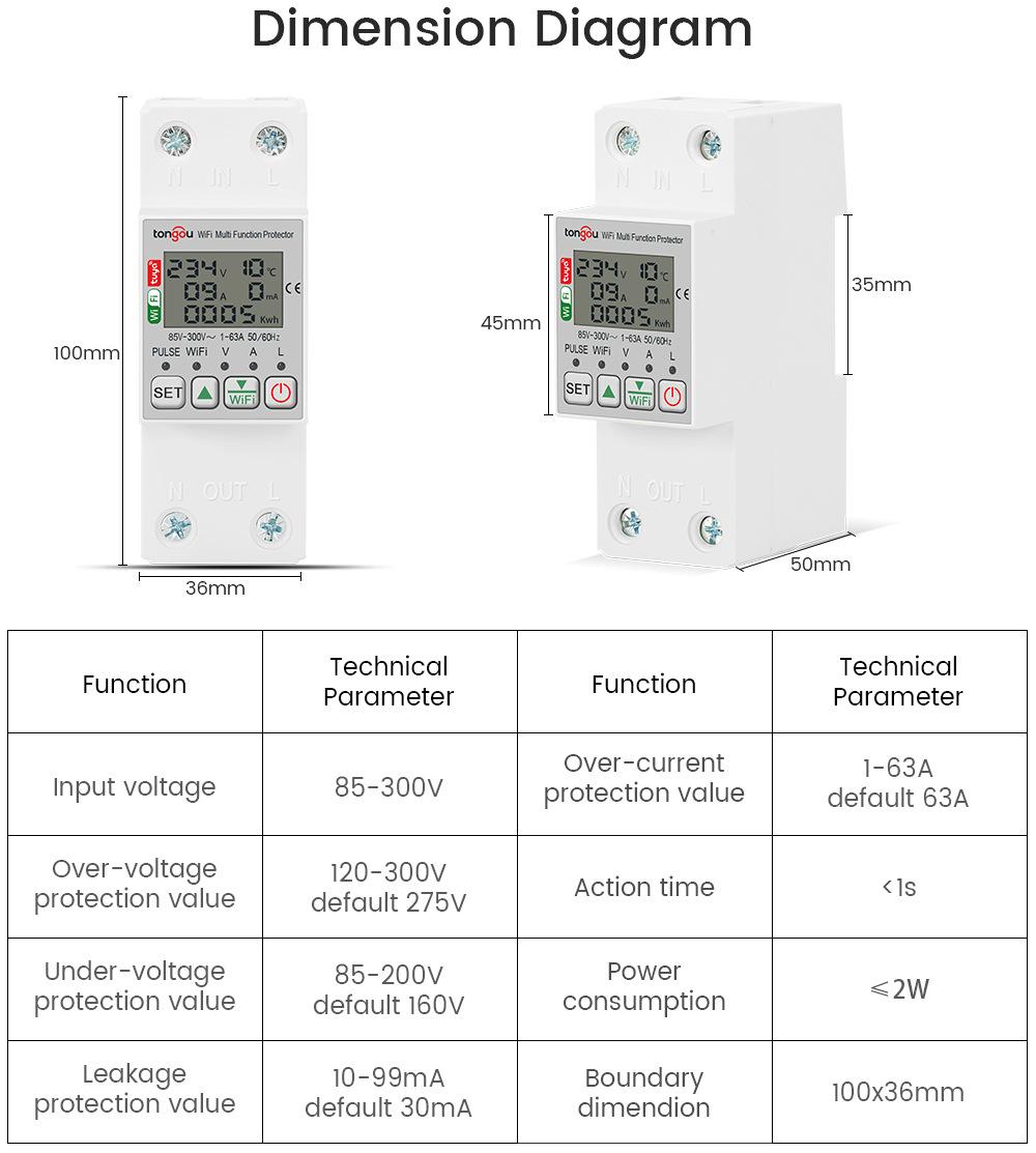Smart Electric Meter for Home Use Enabled Remote Control Real-Time Display Adjustable Over and Under-voltage Protection Over-current