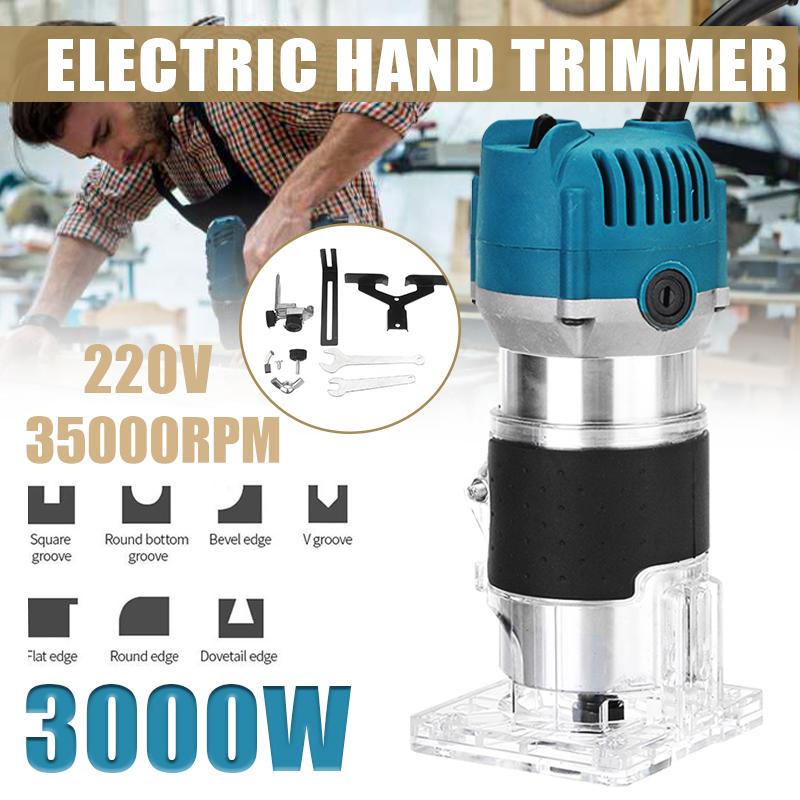 1100W 220V Electric Hand Trimmer 35000RPM Corded Wood Laminate Palm Router Electric Trimmer Wood Tool