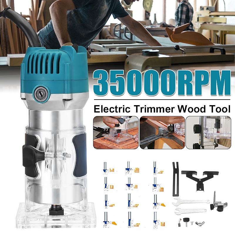 1100W 220V Electric Hand Trimmer 35000RPM Corded Wood Laminate Palm Router Electric Trimmer Wood Tool