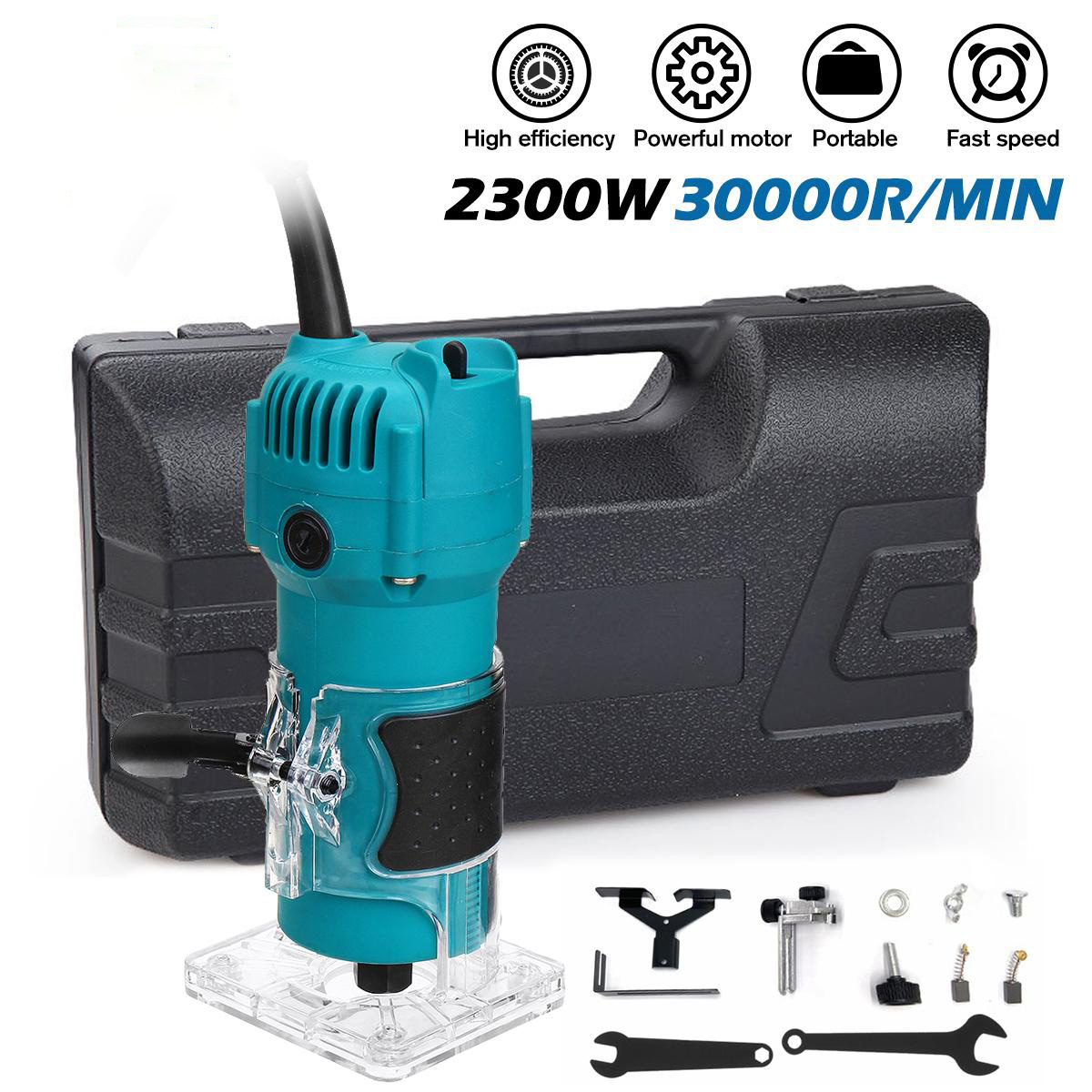 110V/220V 30000RPM Electric Hand Trimmer Router 6.35mm Wood Laminate Palm Joiners Working Cutting Machine