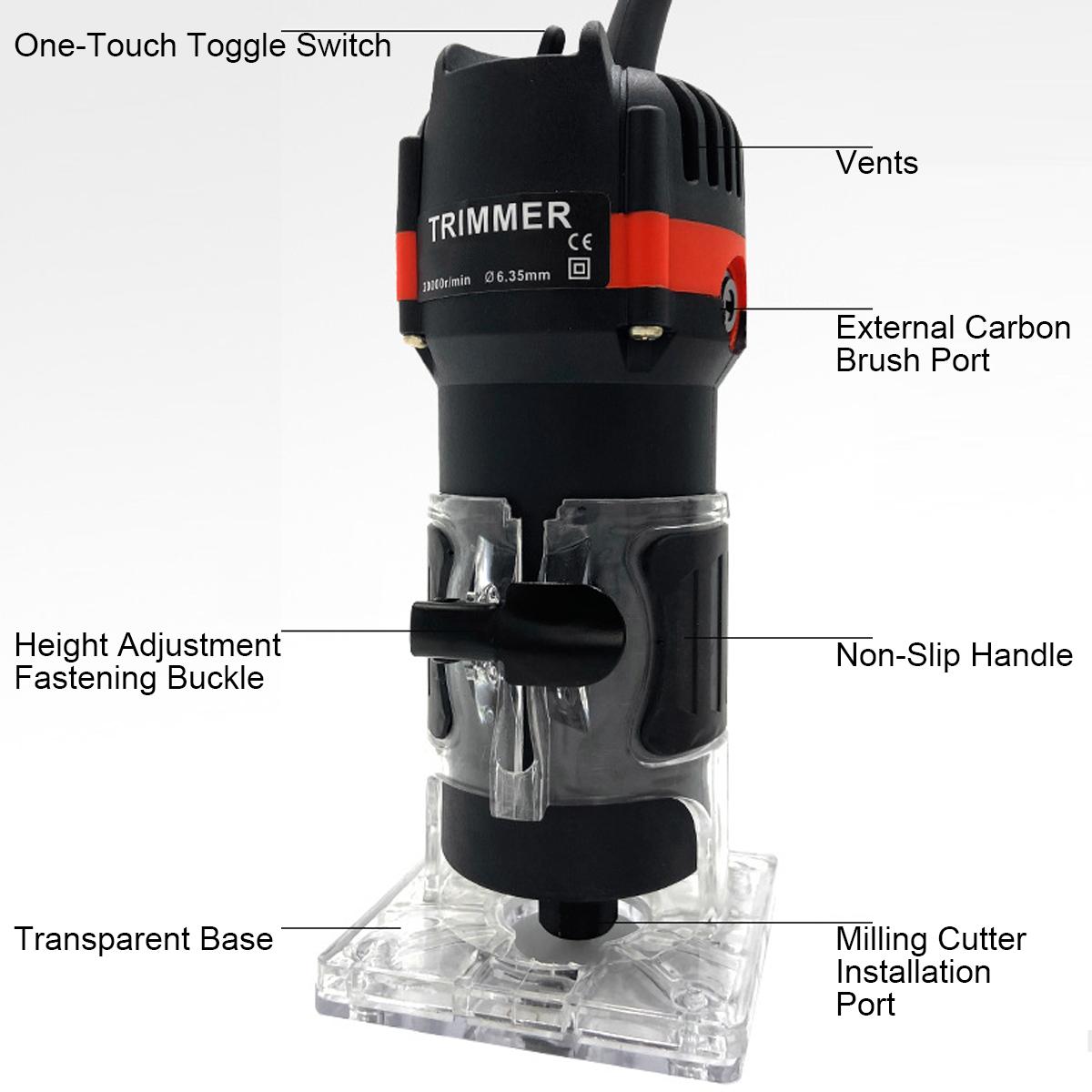 110V/220V 30000RPM Electric Hand Trimmer Router 6.35mm Wood Laminate Palm Joiners Working Cutting Machine