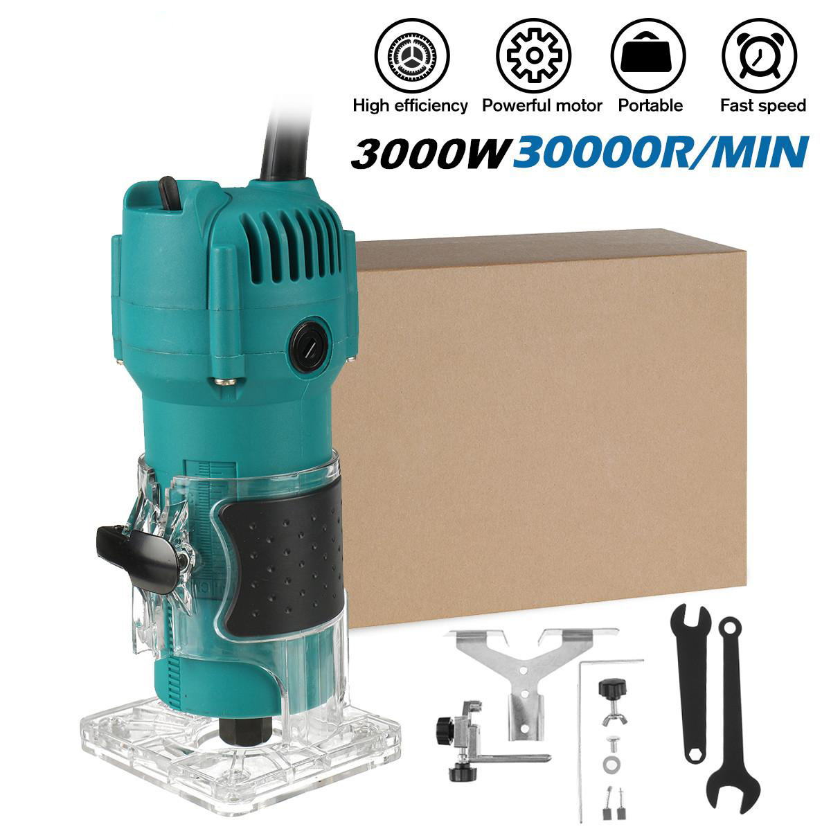 110V/220V 30000RPM Electric Hand Trimmer Router 6.35mm Wood Laminator Palm Joiners Working Cutting Tool