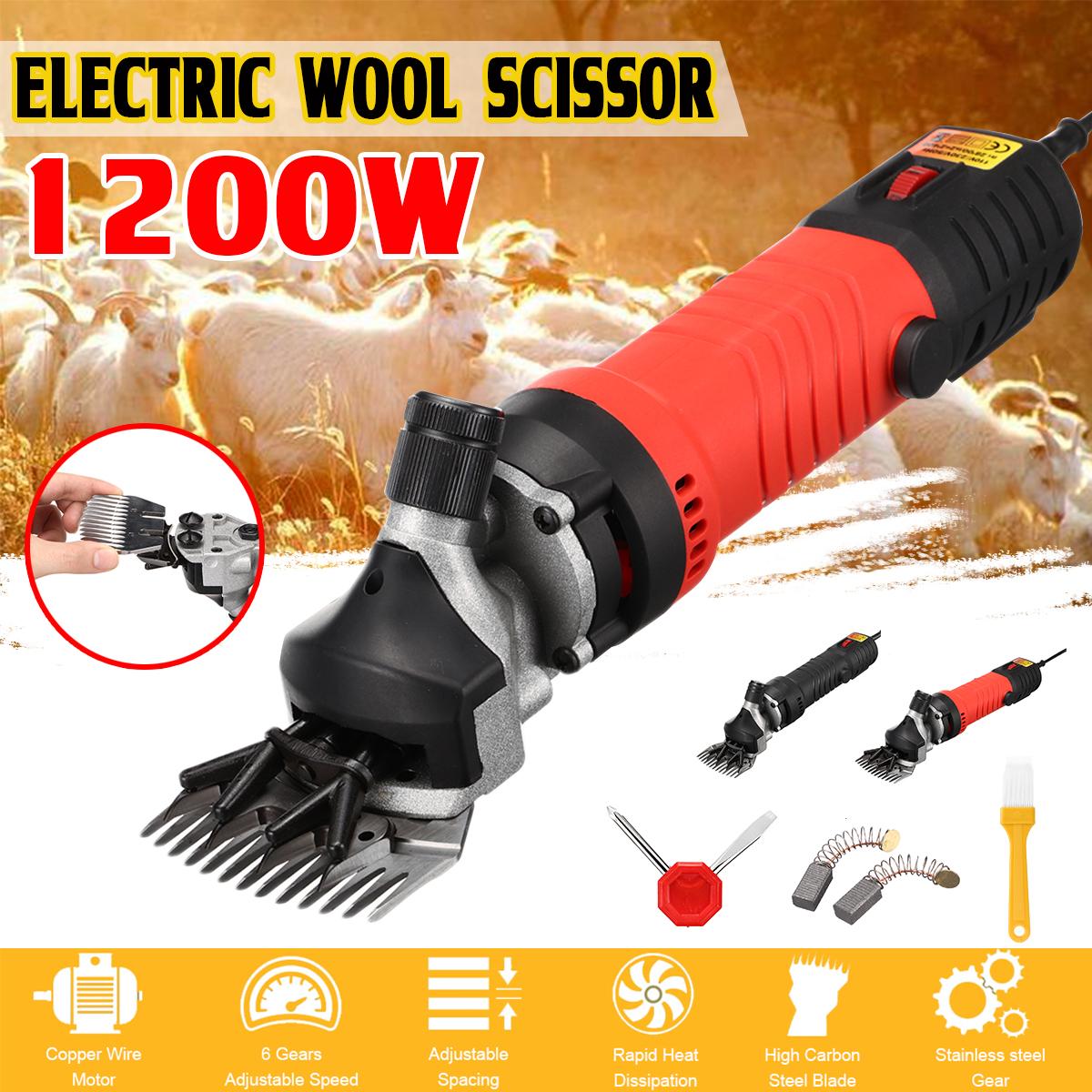 1200W Electric Sheep Shearing Cutter Goat Wool Shaving 6 Speed Adjustment Electric Sheep Shears Clipper Shaving Fur Push Trimmer Tool