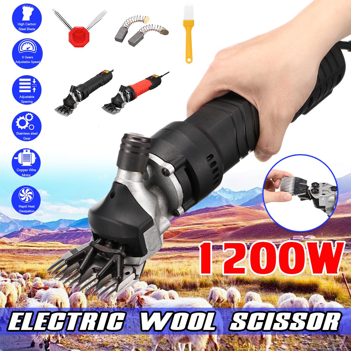 1200W Electric Sheep Shearing Cutter Goat Wool Shaving 6 Speed Adjustment Electric Sheep Shears Clipper Shaving Fur Push Trimmer Tool