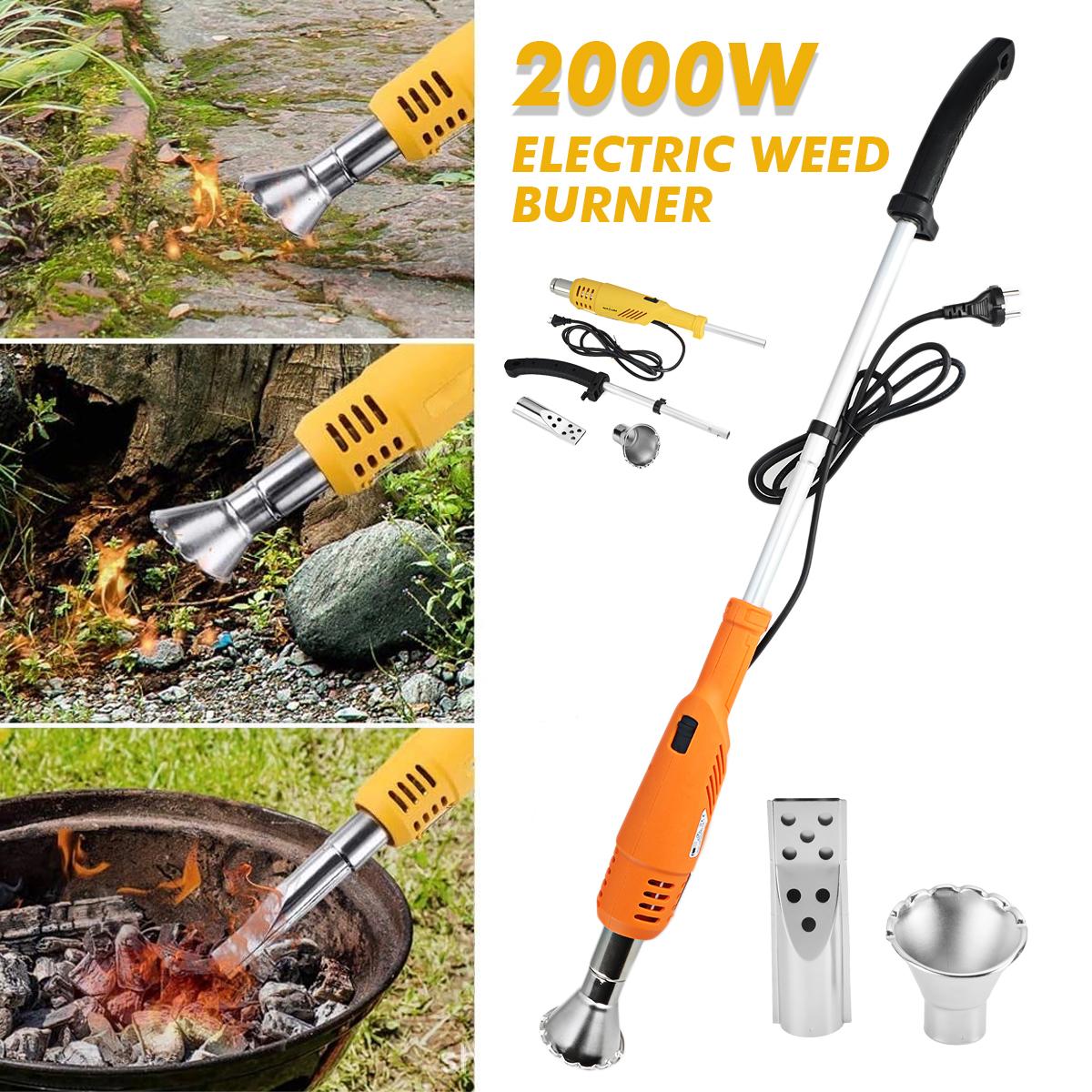 120V/230V 2000W Electric Weed Burner Killer Stick Hot Air Guns 2 Nozzles Lawn Garden Tool