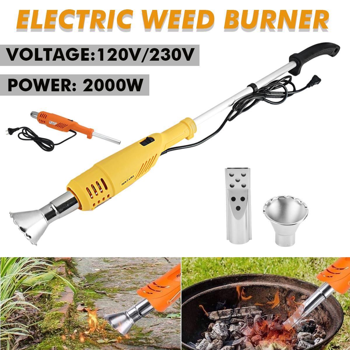 120V/230V 2000W Electric Weed Burner Killer Stick Hot Air Guns 2 Nozzles Lawn Garden Tool