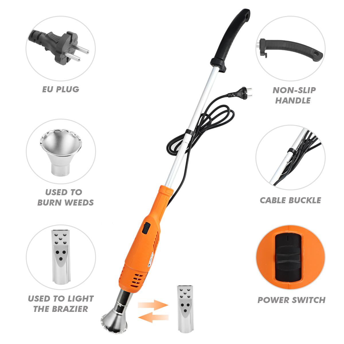 120V/230V 2000W Electric Weed Burner Killer Stick Hot Air Guns 2 Nozzles Lawn Garden Tool