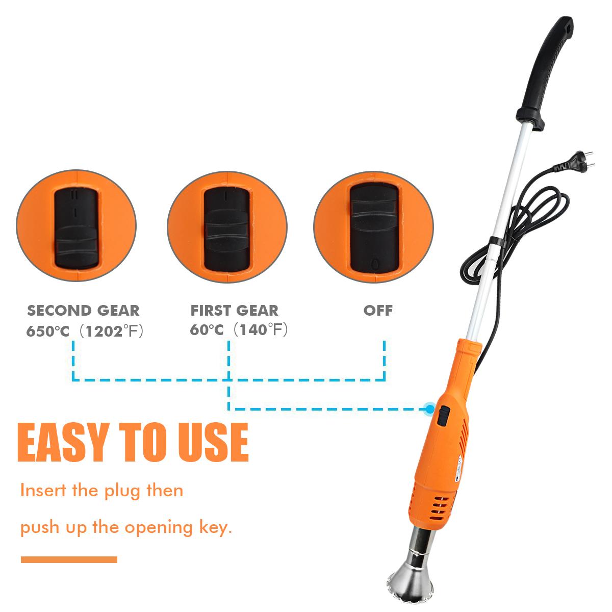 120V/230V 2000W Electric Weed Burner Killer Stick Hot Air Guns 2 Nozzles Lawn Garden Tool