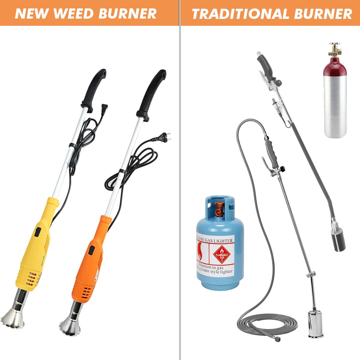 120V/230V 2000W Electric Weed Burner Killer Stick Hot Air Guns 2 Nozzles Lawn Garden Tool