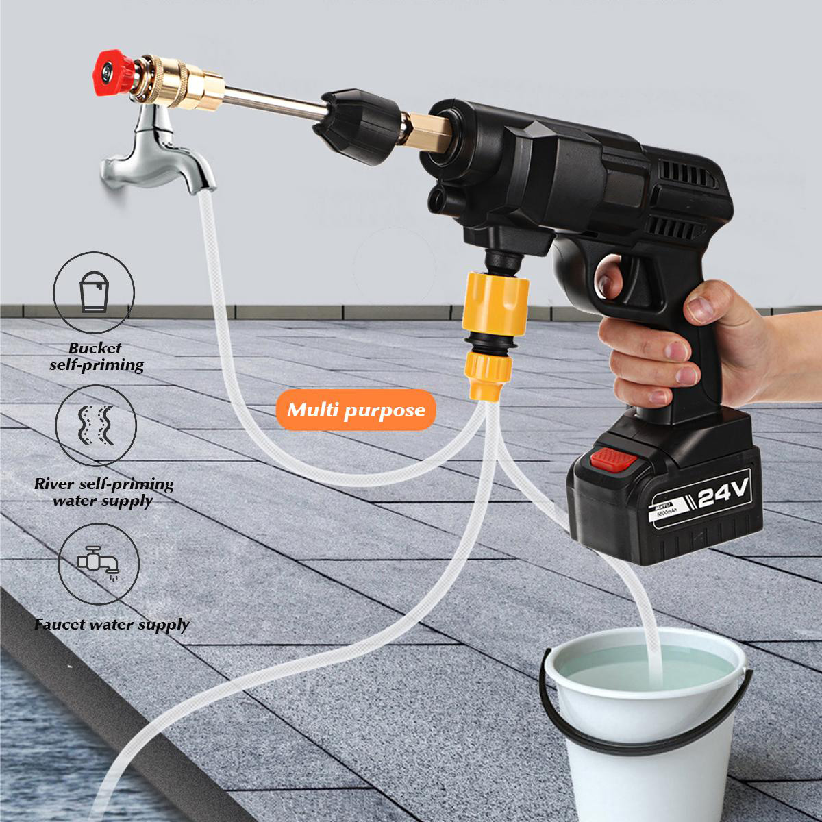 120W Car High Pressure Power Washer Spray Water Guns Nozzle Hose Tips Garden Wash