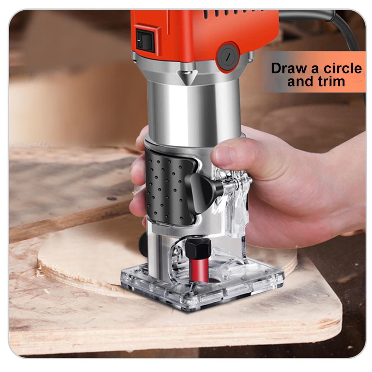 1280W Wood Palm Router Tool Hand Edge Trimmer WoodWorking Joiner Cutting Palmming Tool 6 Speeds 35000r/min 220V 6.35mm(1/4)