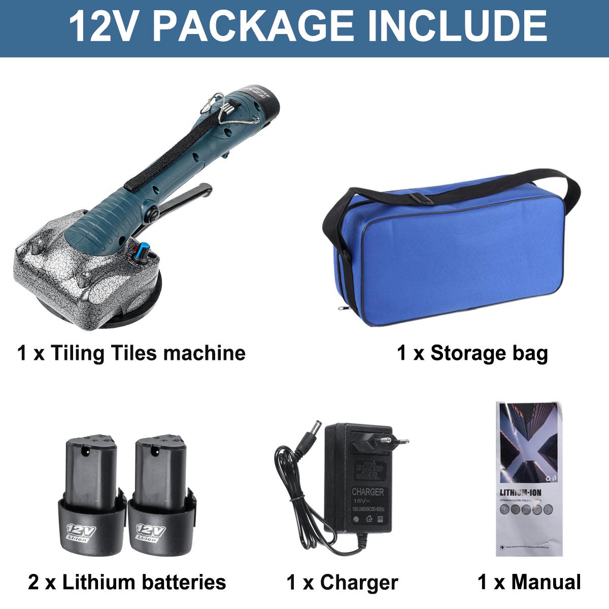 12V/24V 125mm 5 Speed Electric Tiler Tiling Machine Vibrator Suction LED Ceramic Floor Tile Tiler Power Tools W/1pc/2pcs Battery EU Plug