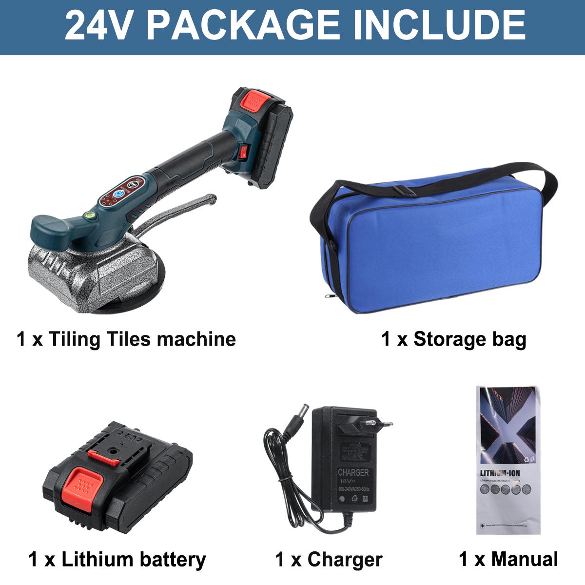 12V/24V 125mm 5 Speed Electric Tiler Tiling Machine Vibrator Suction LED Ceramic Floor Tile Tiler Power Tools W/1pc/2pcs Battery EU Plug