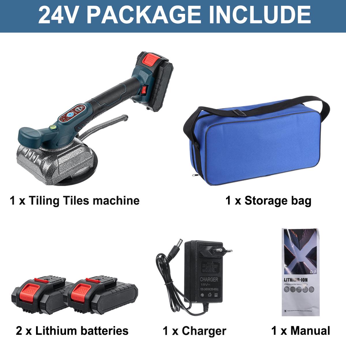 12V/24V 125mm 5 Speed Electric Tiler Tiling Machine Vibrator Suction LED Ceramic Floor Tile Tiler Power Tools W/1pc/2pcs Battery EU Plug