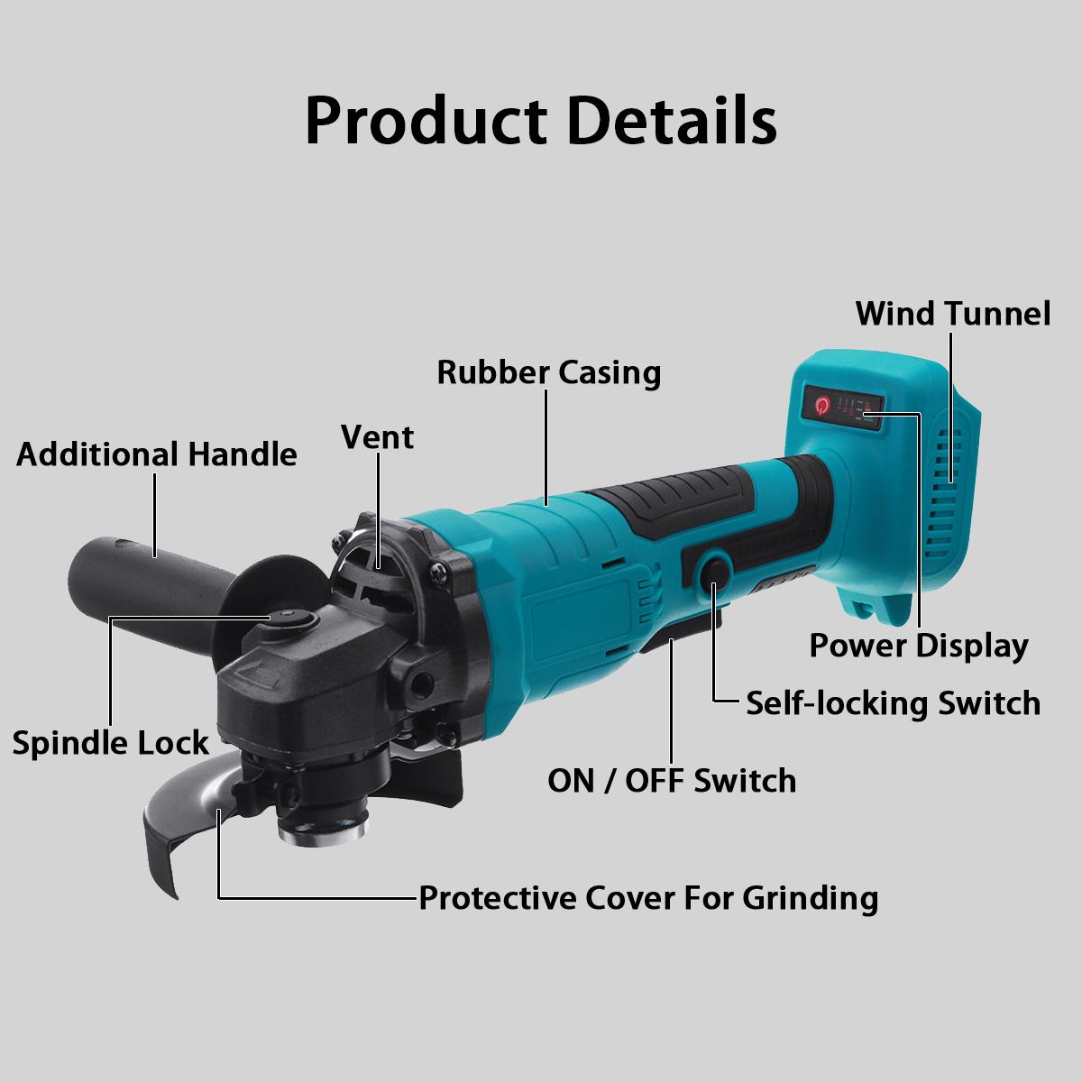 13000RPM 100mm Brushless Wireless Impact Angle Grinder For Makita 18V Battery