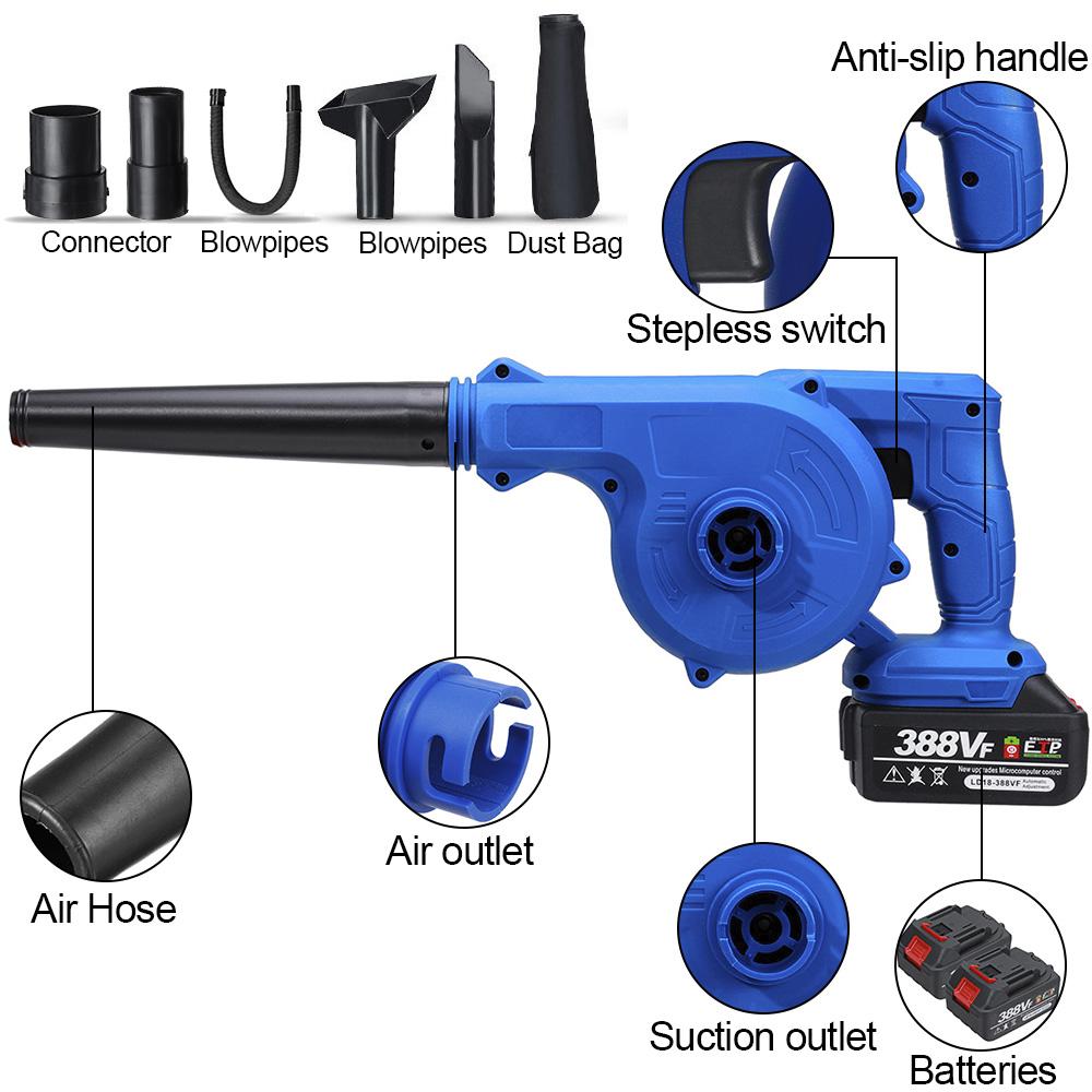 1600W 20000rpm 2-in-1 Electric Cordless Air Blower Blowing Tool Suction Machine with/without Battery