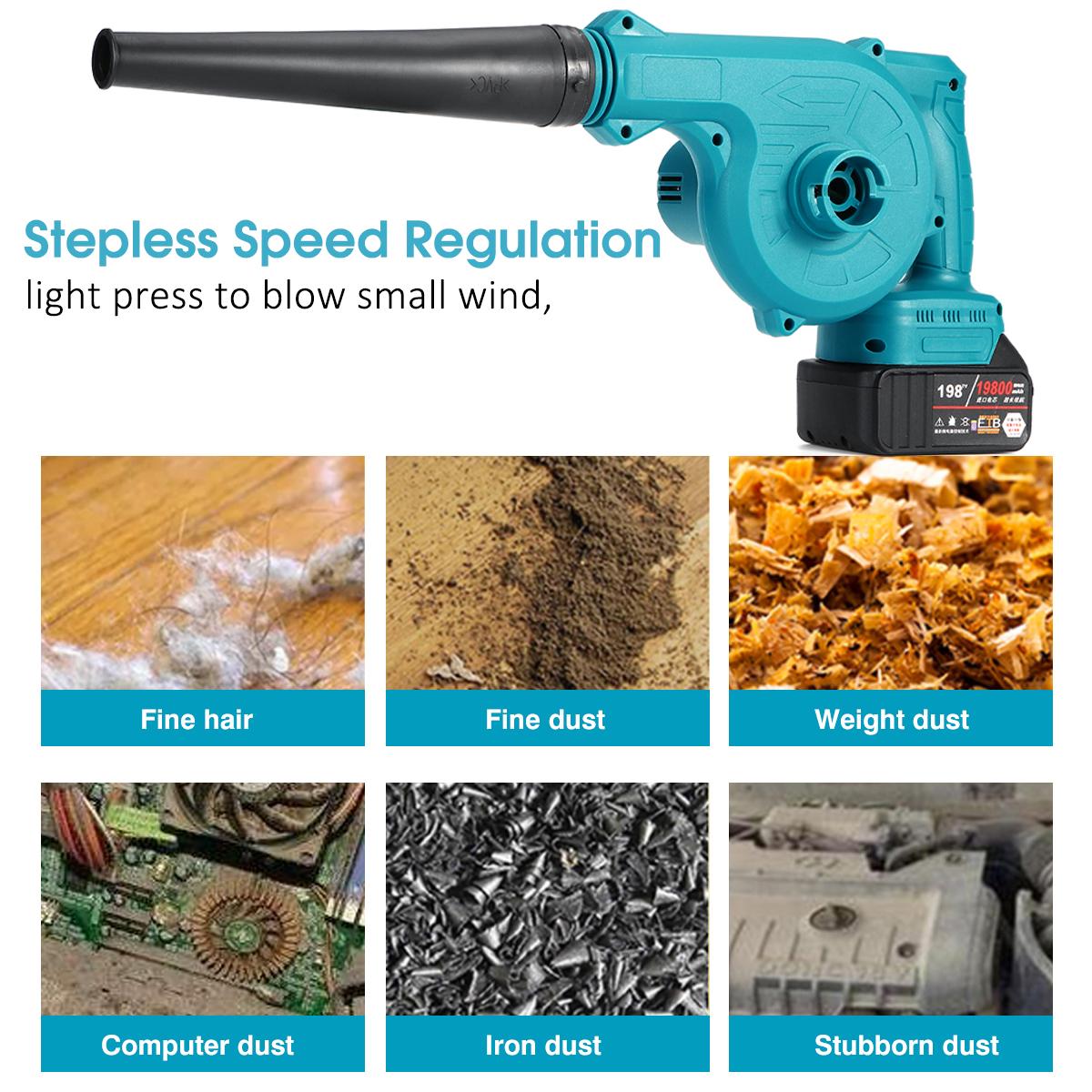 198VF 19800mAh Cordless Vacuum Blower Clean Air Blower Garden Leaves Dust Collector Power Tool