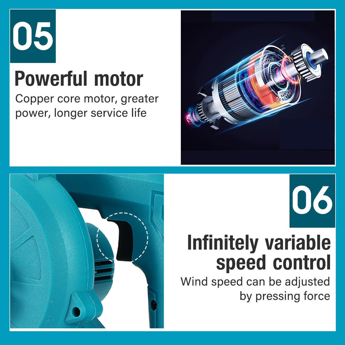 198VF 19800mAh Cordless Vacuum Blower Clean Air Blower Garden Leaves Dust Collector Power Tool