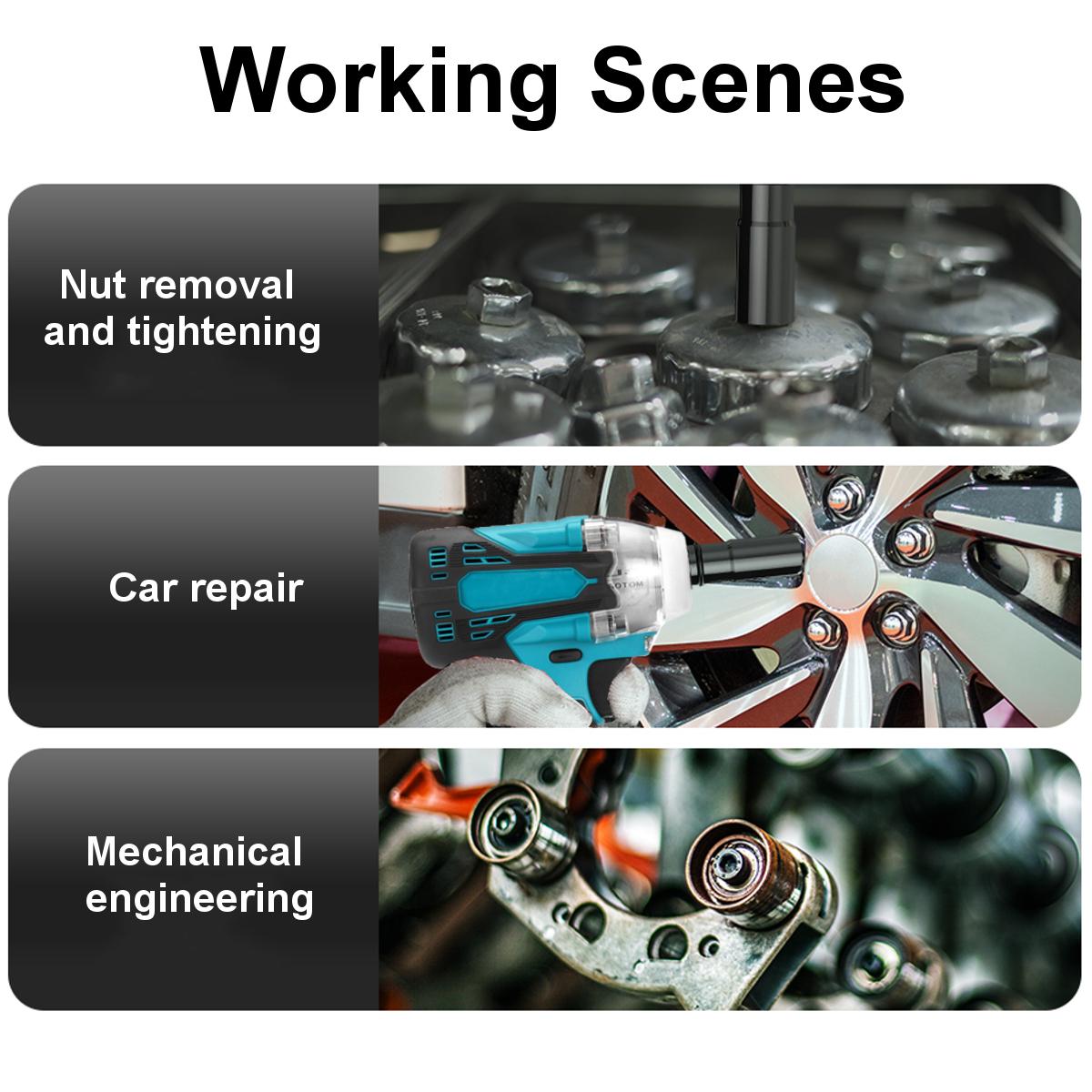 2 in1 18V 588N.m. Li-Ion Brushless Cordless Electric 1/2 Wrench 1/4 Screwdriver Drill