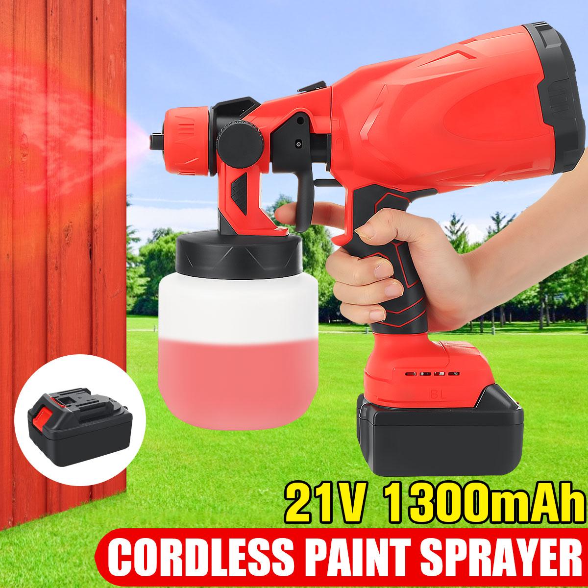21V 1300mAh Paint Spray Guns Craft Painting Tool Spray Model Airbrush Electric Paint Sprayer W/ 1/2 Battery