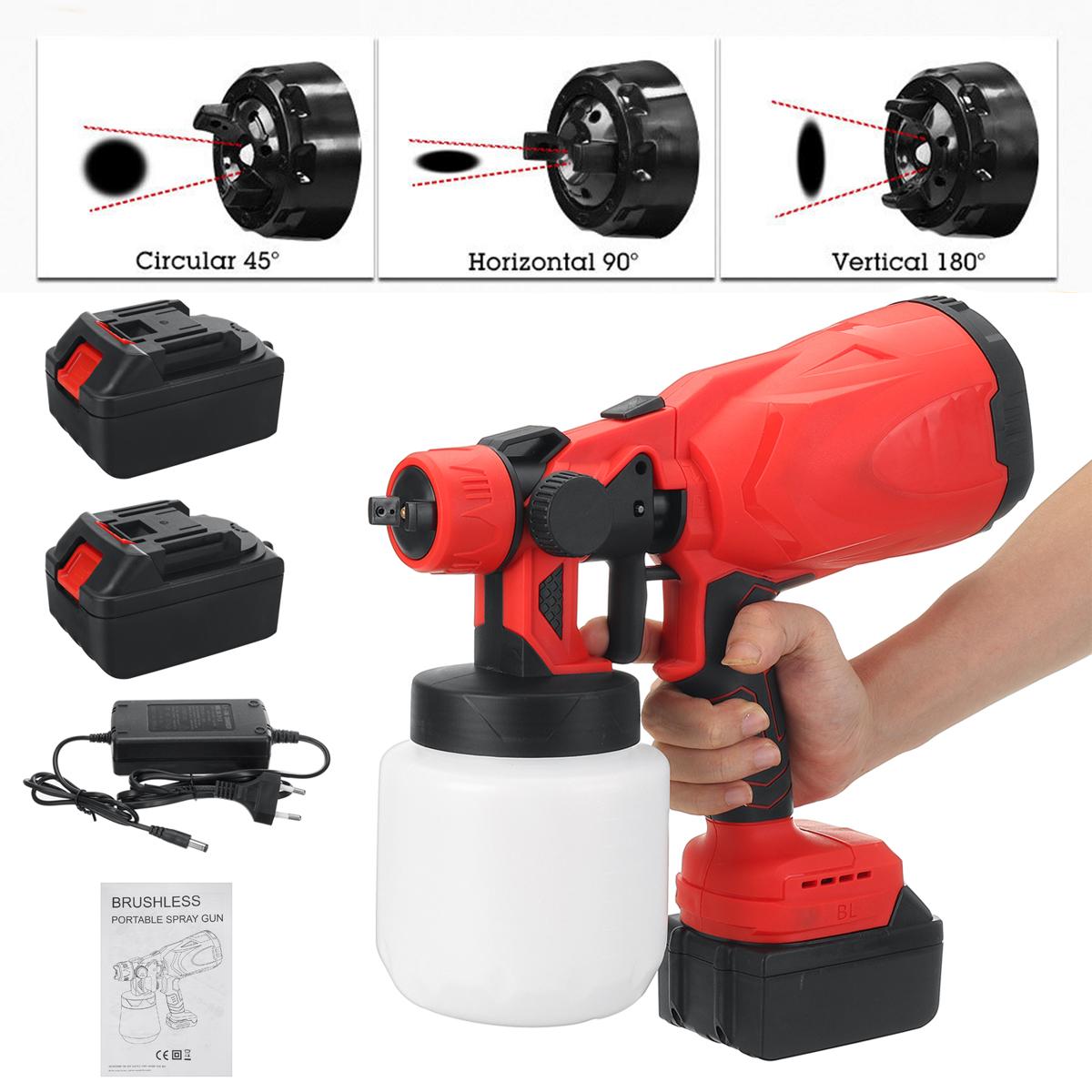 21V 1300mAh Paint Spray Guns Craft Painting Tool Spray Model Airbrush Electric Paint Sprayer W/ 1/2 Battery