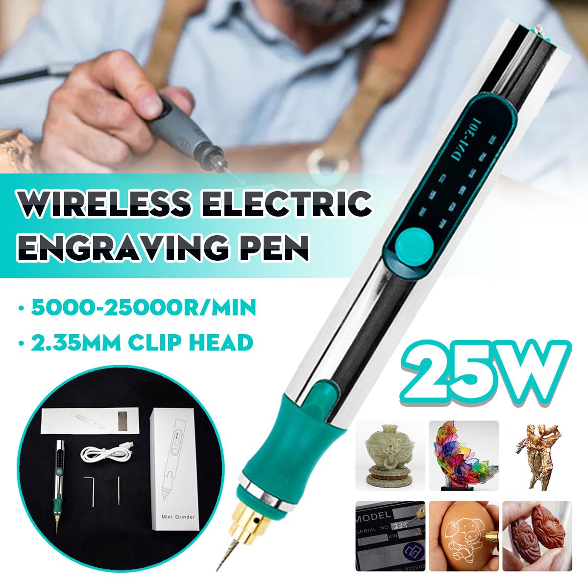 25000RPM Portable Mini Electric Grinder 3 Gears Carving Rotary Pen Drill Engraving Grinding Tool W/ Battery Indicator