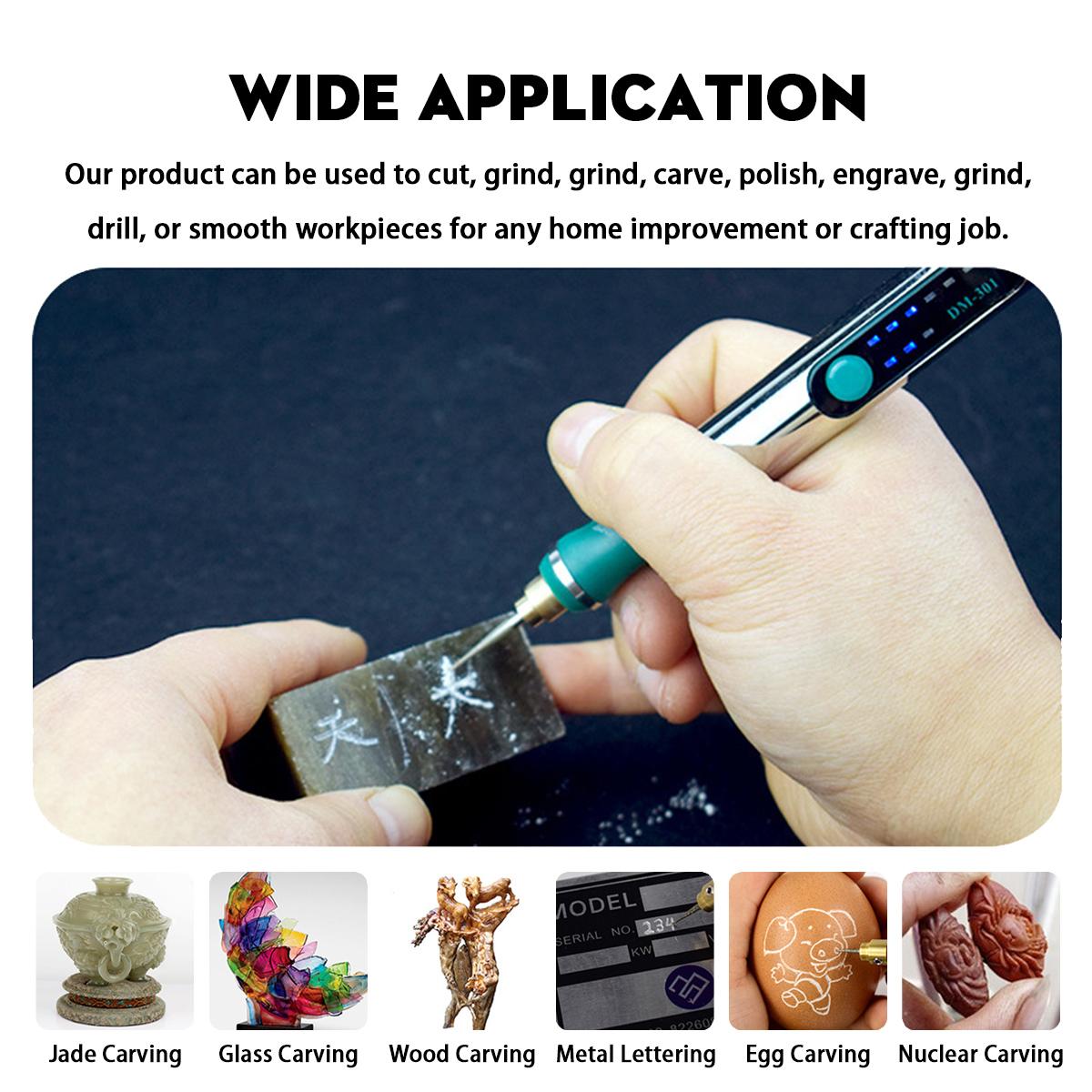 25000RPM Portable Mini Electric Grinder 3 Gears Carving Rotary Pen Drill Engraving Grinding Tool W/ Battery Indicator
