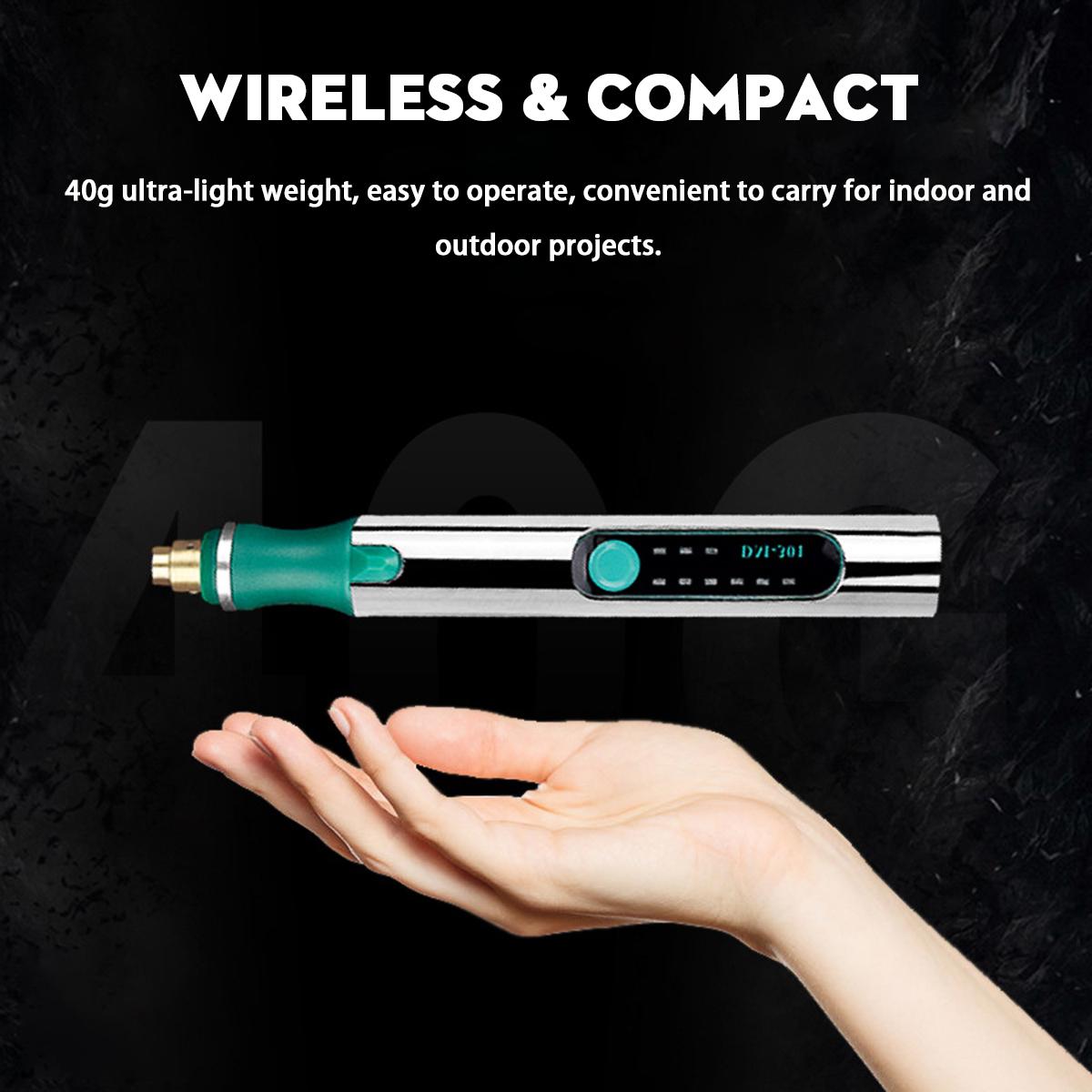 25000RPM Portable Mini Electric Grinder 3 Gears Carving Rotary Pen Drill Engraving Grinding Tool W/ Battery Indicator