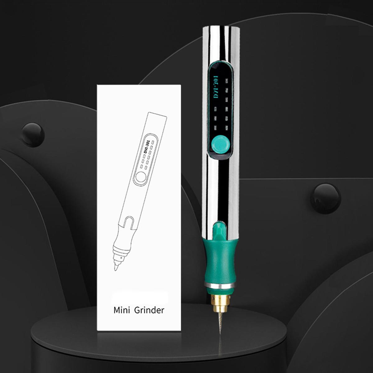 25000RPM Portable Mini Electric Grinder 3 Gears Carving Rotary Pen Drill Engraving Grinding Tool W/ Battery Indicator